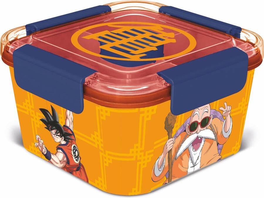 Konix Dragon Ball lunchbox broodtrommel 4 vakken vier afsluitklemmen vierkant formaat