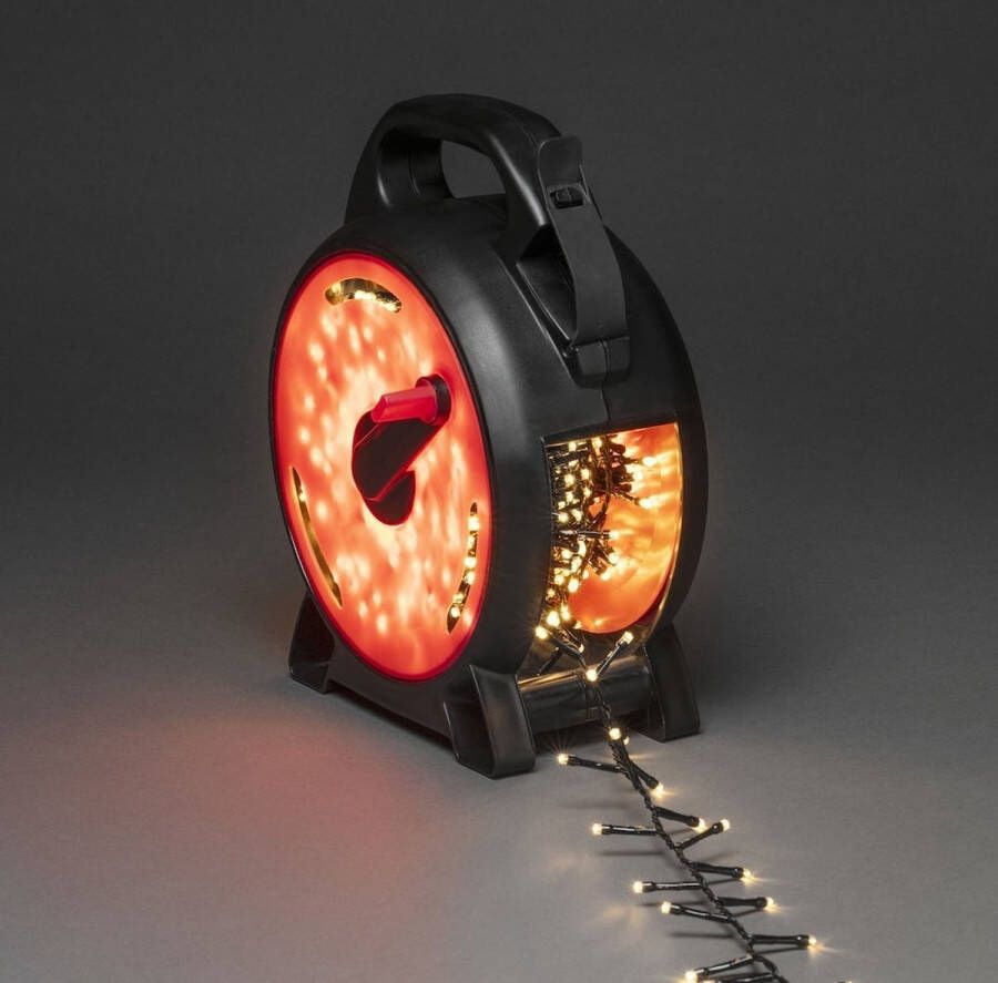 KONSTSMIDE Led-lichtsnoer Kerstversiering buiten Micro-led Compacte lampjes met kabelhaspel zwart rood 400 dioden (1 stuk)
