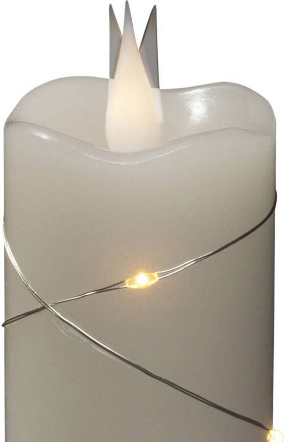 KONSTSMIDE Led-kaars Kerst versiering Ledkaars van echte was wit met 3D vlam en zilverkleur. Draad omwikkeld (1-delig)