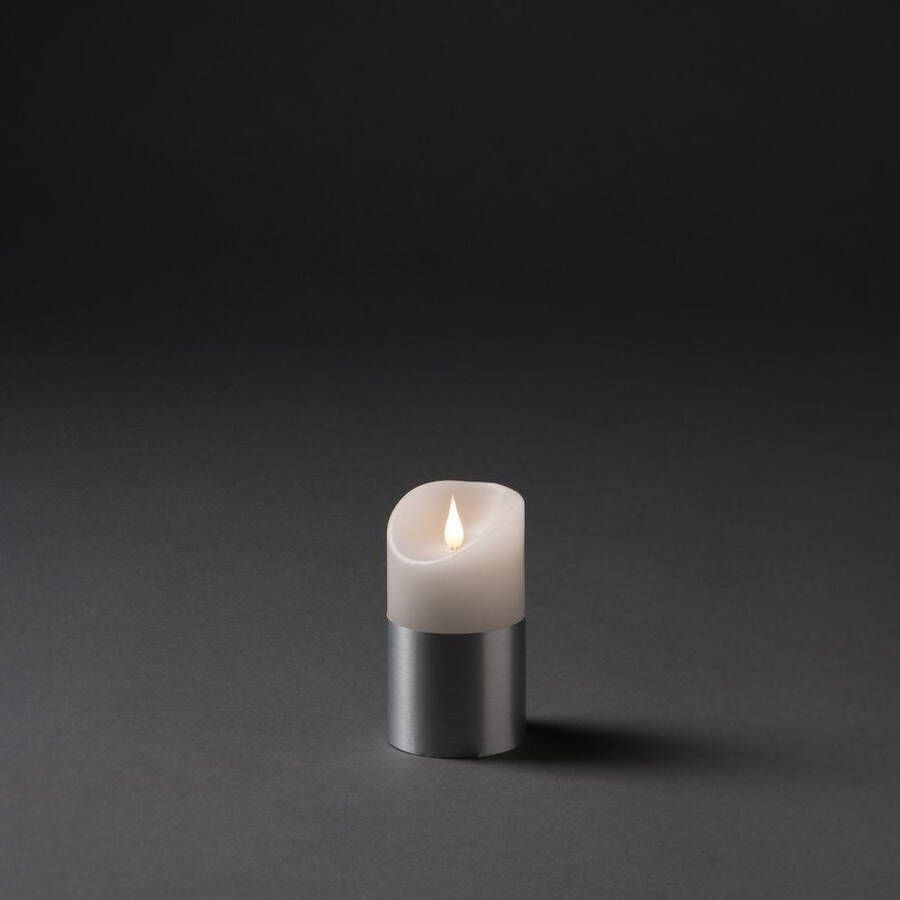 KONSTSMIDE Led-kaars Kerst versiering Led-kaars van echte was wit met zilverkleurige rand (1-delig)