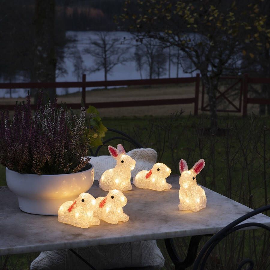 Konst Smide Verlicht kerstfiguur voor buiten 5 konijnen 40 LEDs Warm wit Dimbaar 15 cm hoog Kerstverlichting