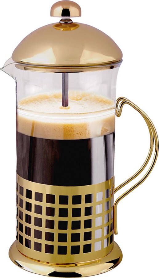 Kookpro French Press 1000 ML 7 kops French Press Cafetiere 1000 ML Borosilicaatglas Koffie & Thee maker Goud Metaal Glas