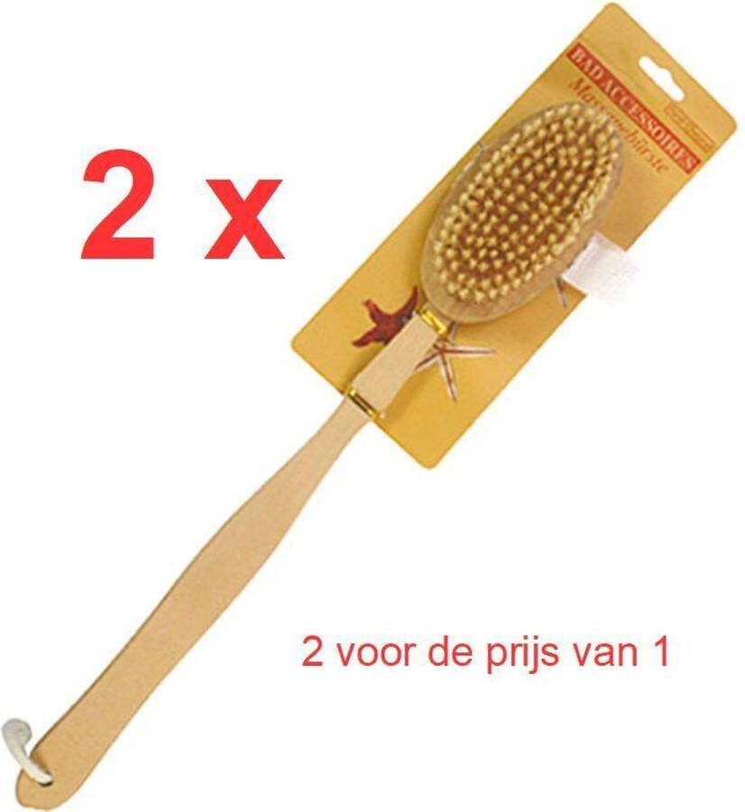 Koopcity 2 X Rugborstel met afneembare borstel- houten Rugborstel Doucheborstel Badborstel Scrubborstel Massage Borstel