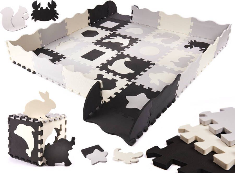 Koopcity Puzzelmat Zwart Wit | Met Dierentegels Hoge Kwalteit