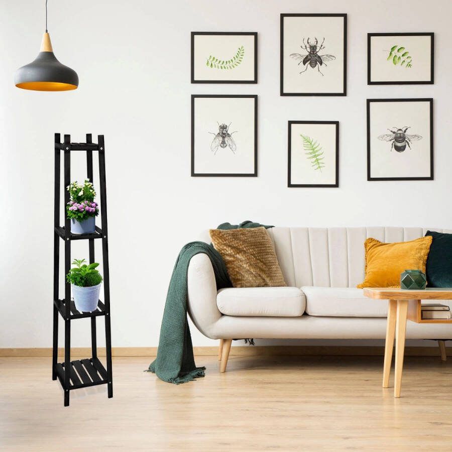 Koopman Int.bv Planten etagere hout- zwart- 4 laags