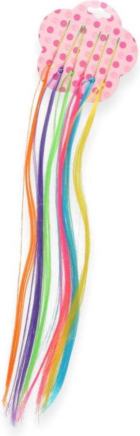 Koppen Haarschuifjes Regenboog Haar 6 haarspeltjes met hairextensions 35 cm