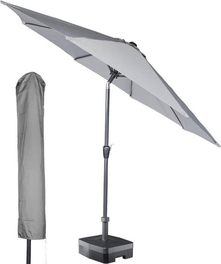 Kopu ronde stokparasol 300 cm Calma met hoes Light Grey