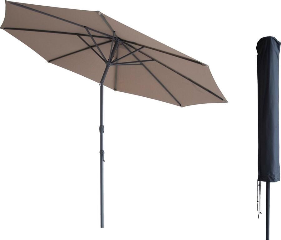 Kopu Valencia Parasol Rond 300 Cm Met Beschermhoes Taupe