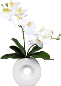 Kopu Kunstbloem Witte Orchidee 35 cm in mooie witte Vaas Phalenopsis