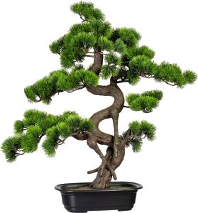 Kopu Kunstplant Bonsai 65 cm Pijnboom met zwarte Pot Bonsai boompje