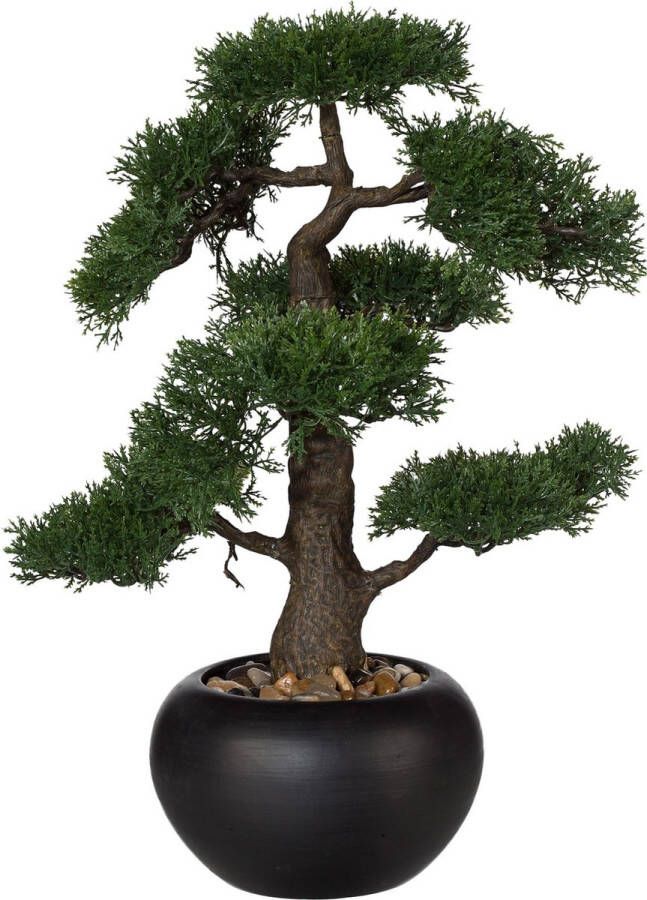 Kopu Kunstplant Bonsai Ceder 48 cm met zwarte Pot Bonsai boompje