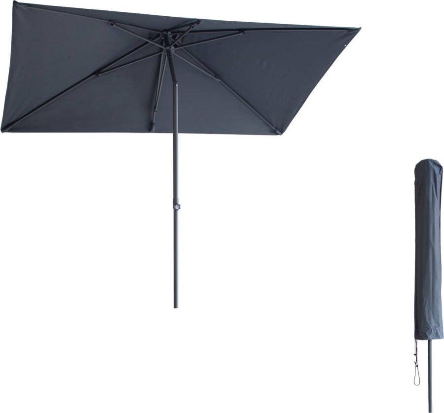 Kopu Leon Parasol Rechthoek 150x250 cm Balkonparasol met Hoes Grijs