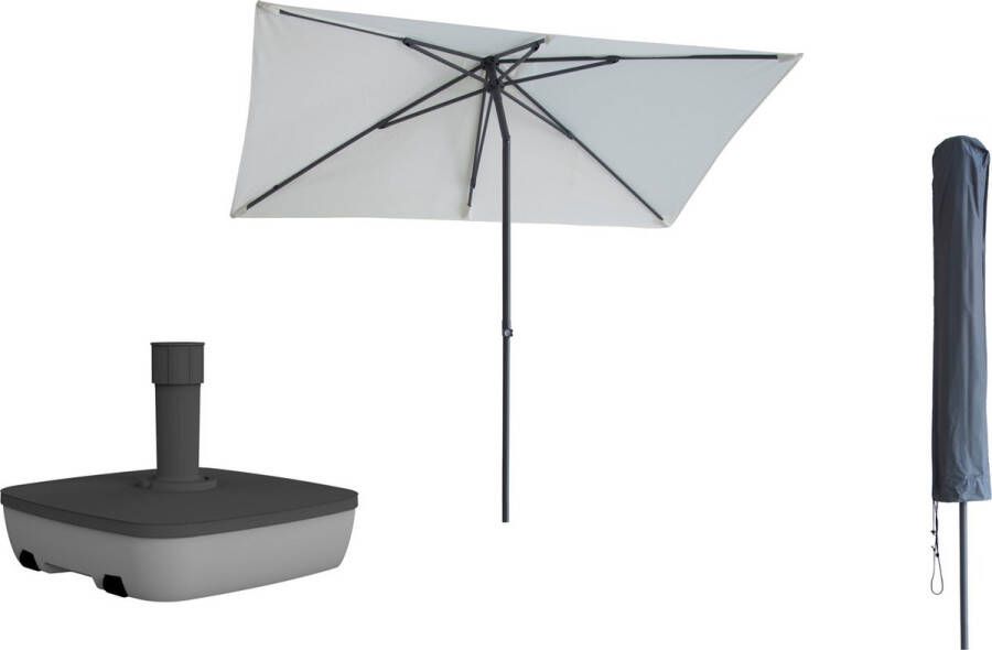 Kopu Leon Parasol Rechthoek 150x250 Cm Met Hoes En Voet Creme