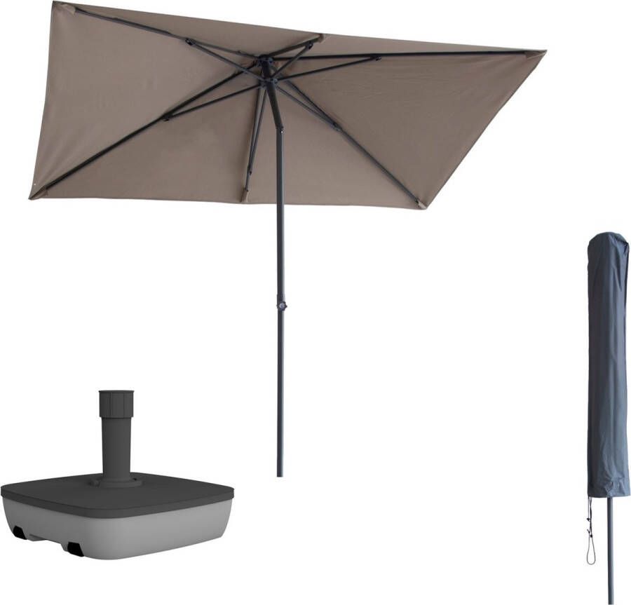 Kopu Leon Parasol Rechthoek 150x250 Cm Met Hoes En Voet Taupe