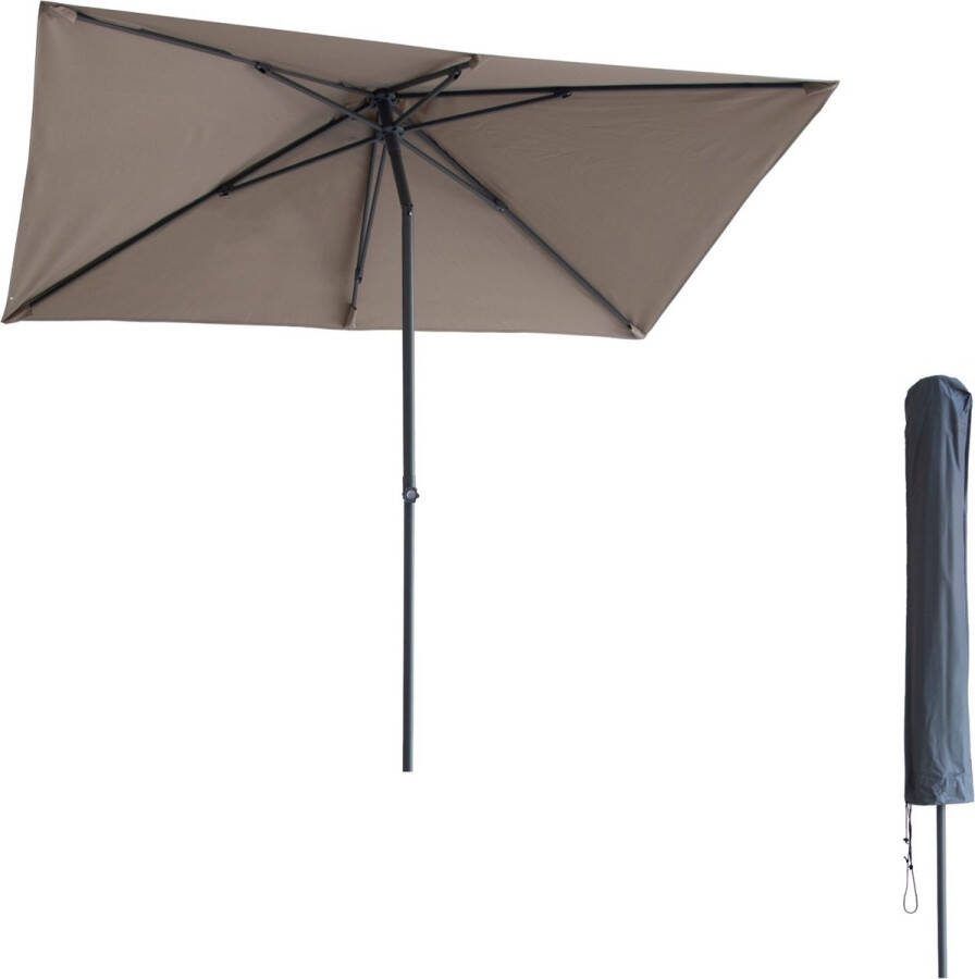 Kopu Leon Parasol Rechthoek 150x250cm met Hoes Balkonparasol Taupe