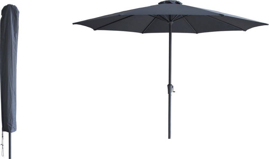 Kopu Madrid 350 cm Grote Parasol Rond met Beschermhoes Grijs