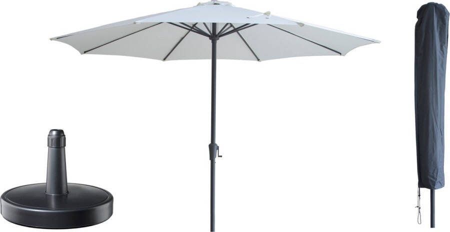 Kopu Madrid grote Parasol Rond 350 cm met Beschermhoes en Parasolvoet Creme