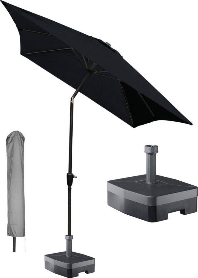 Kopu rechthoekige parasol Bilbao 150x250 cm met hoes en voet Black