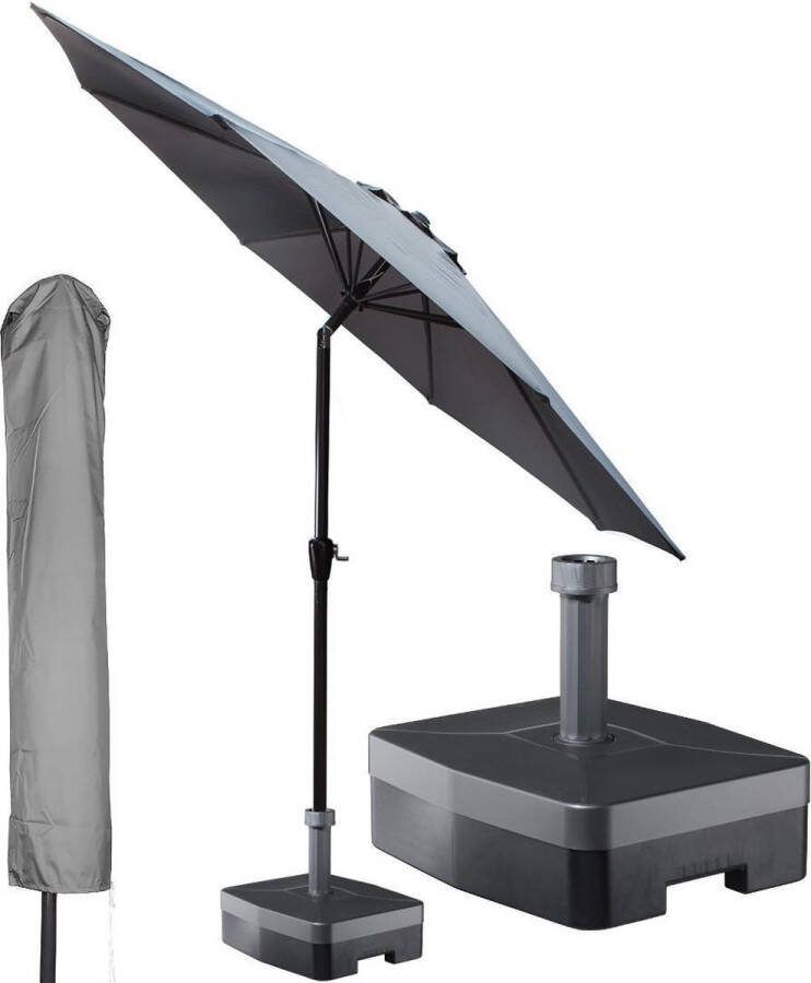 Kopu ronde stokparasol 300 cm Calma met hoes en voet Grey