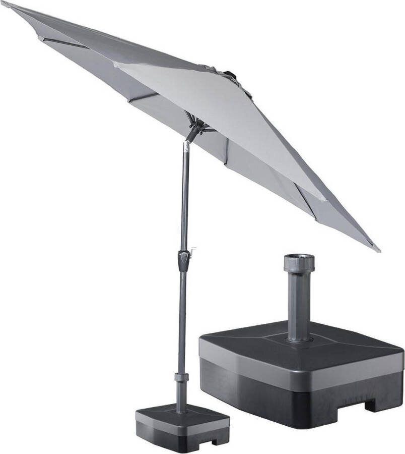 Kopu ronde stokparasol 300 cm Calma met voet Light Grey
