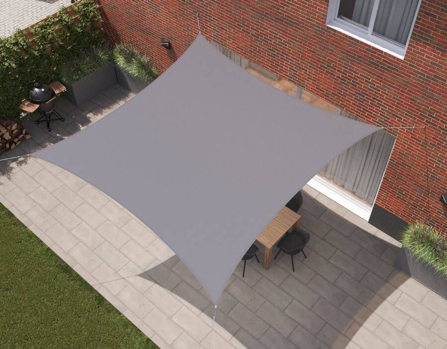 Kopu Schaduwdoek 4x4 Mtr Vierkant Waterdicht 230 Gram Zonnedoek Grijs