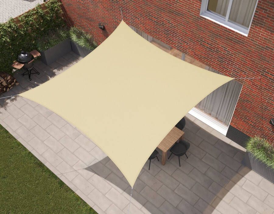 Kopu Schaduwdoek 5x5m Vierkant Waterdicht 230 Gram Zonnedoek Creme