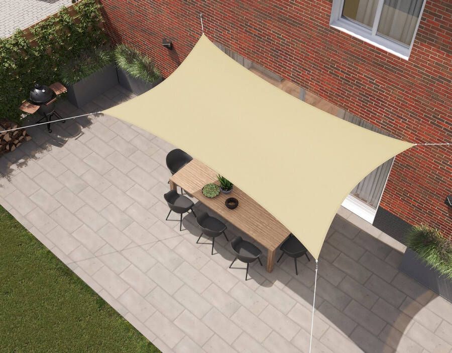 Kopu Schaduwdoek Rechthoek 4x5 M Waterdicht Zonnedoek Creme