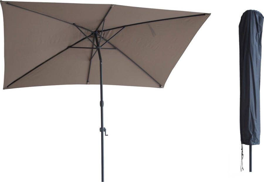 Kopu Sevilla Parasol Rechthoek 200x300 cm met Hoes Balkonparasol Taupe