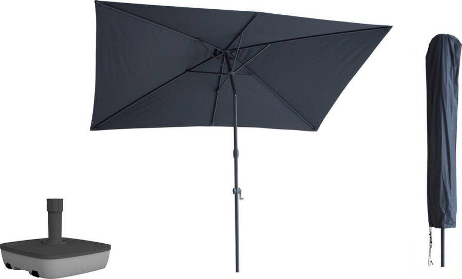 Kopu Sevilla Parasol Rechthoek 200x300 cm met Hoes en Voet Grijs