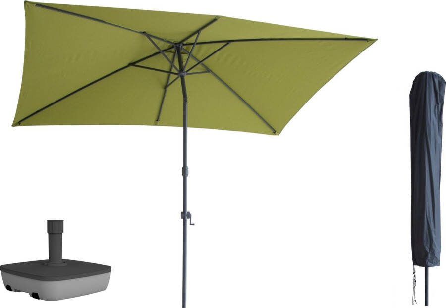 Kopu Sevilla Parasol Rechthoek 200x300 cm met Hoes en voet Olijfgroen