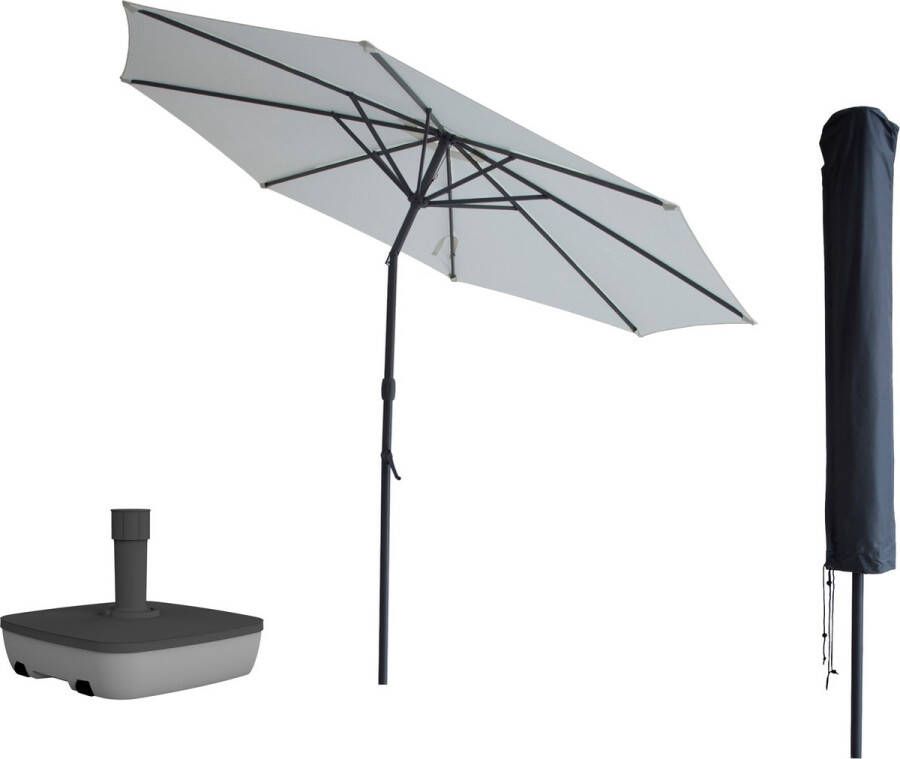 Kopu Valencia Parasol Rond 300 Cm Met Beschermhoes En Voet Creme