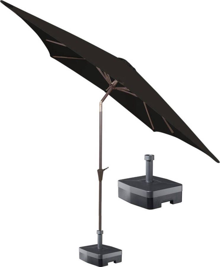 Kopu vierkante parasol Altea 230x230 cm met voet Black