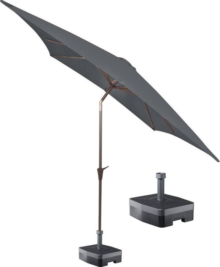 Kopu vierkante parasol Altea 230x230 cm met voet Grey