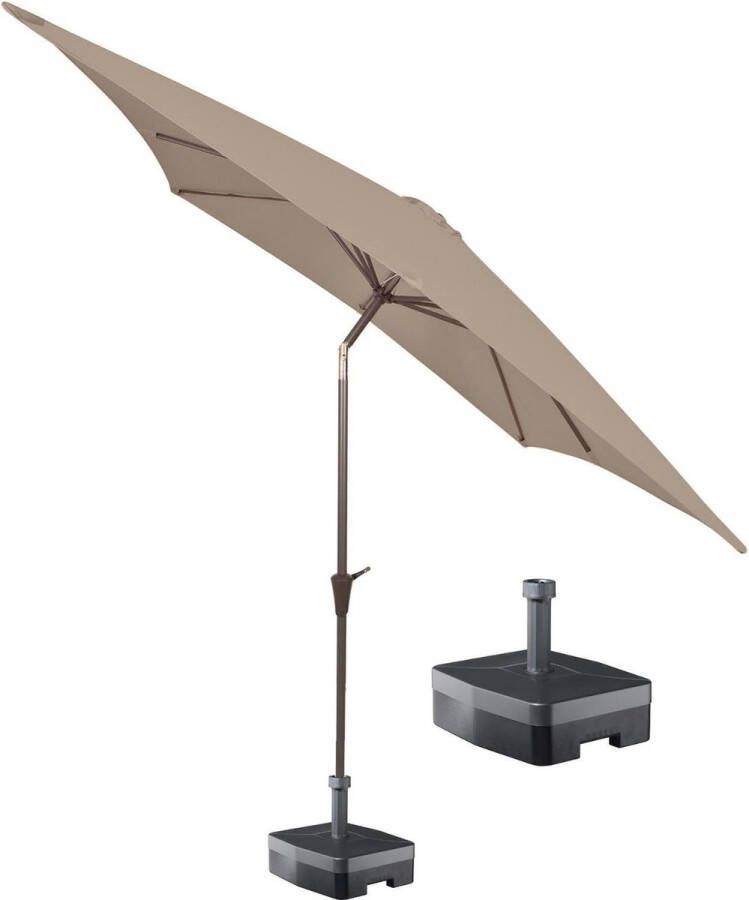 Kopu vierkante parasol Altea 230x230 cm met voet Taupe