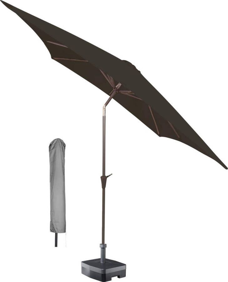 Kopu vierkante parasol Malaga 200x200 cm met hoes Antraciet