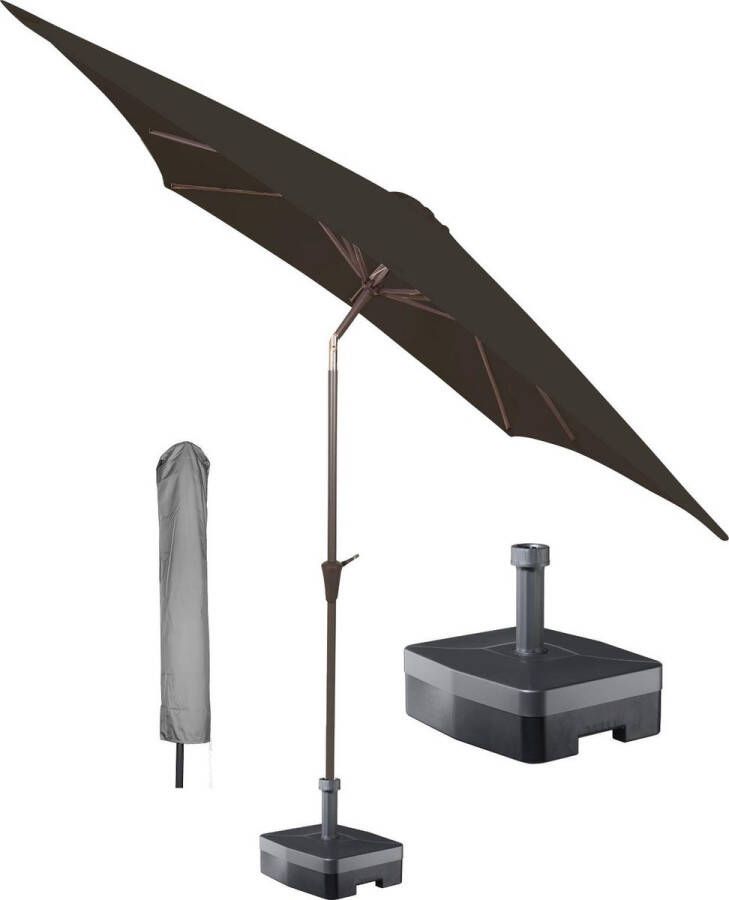 Kopu vierkante parasol Malaga 200x200 cm met hoes en voet Antraciet
