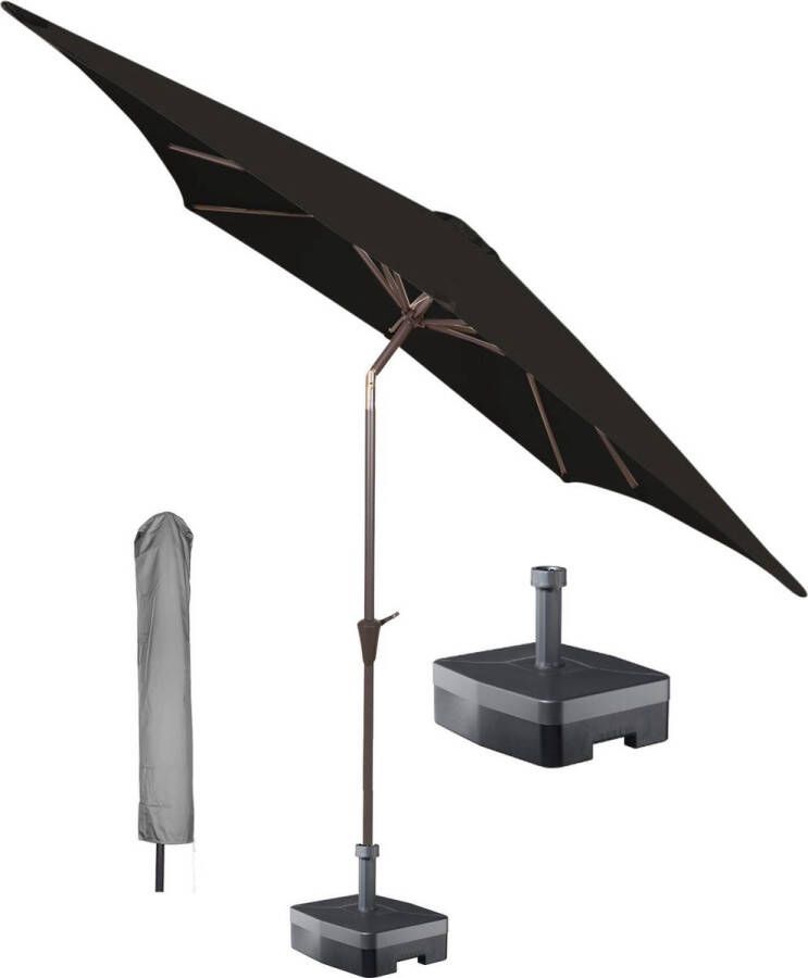 Kopu vierkante parasol Malaga 200x200 cm met hoes en voet Black