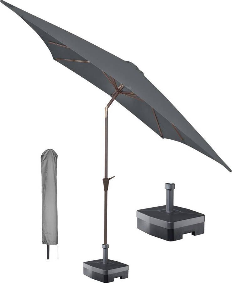 Kopu vierkante parasol Malaga 200x200 cm met hoes en voet Grey