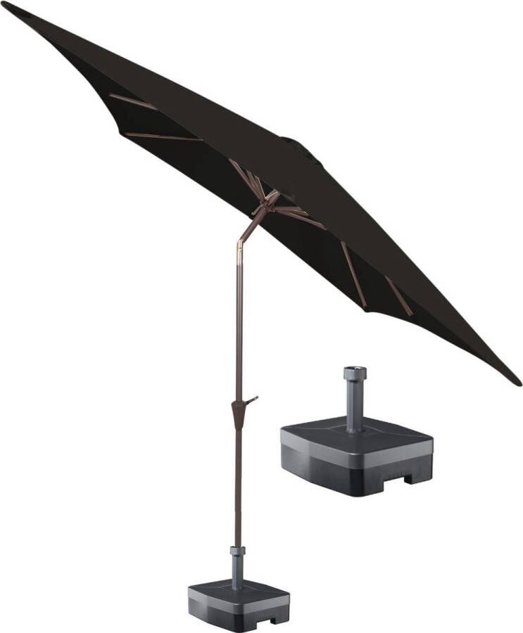 Kopu vierkante parasol Malaga 200x200 cm met voet Black