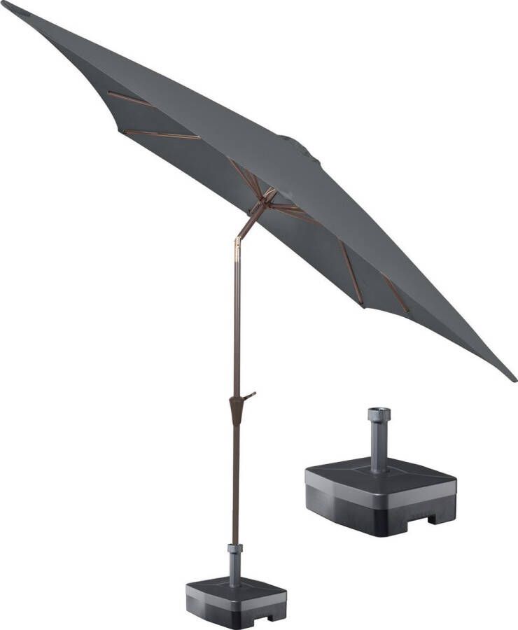 Kopu vierkante parasol Malaga 200x200 cm met voet Grey