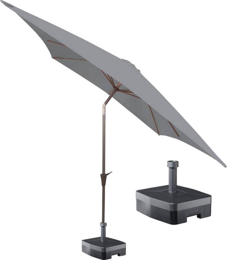 Kopu vierkante parasol Malaga 200x200 cm met voet Light Grey
