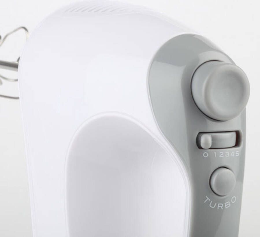 Korona 23011 Handmixer Wit Grijs Staafmixer Met extra lange gardes en kneedhaken 300 watt Roestvrij staal 5 snelheidsstanden en turbo