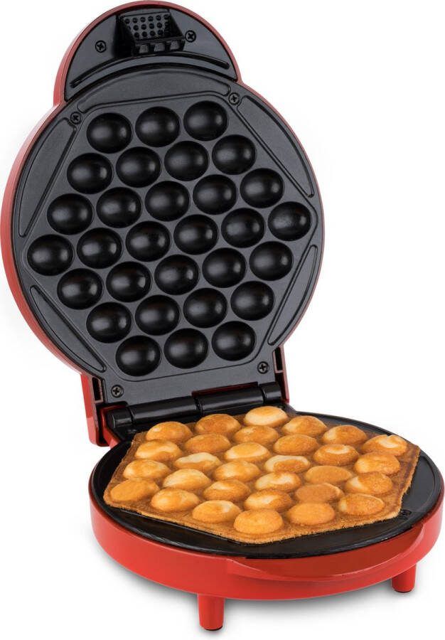 Korona 41005 Bubbel-wafelijzer voor poffertjes en ijshoorntjes Bubble wafelijzer en poffertjespan 1000 watt wafeldiameter 18 cm Automatische temperatuurinstelling rood