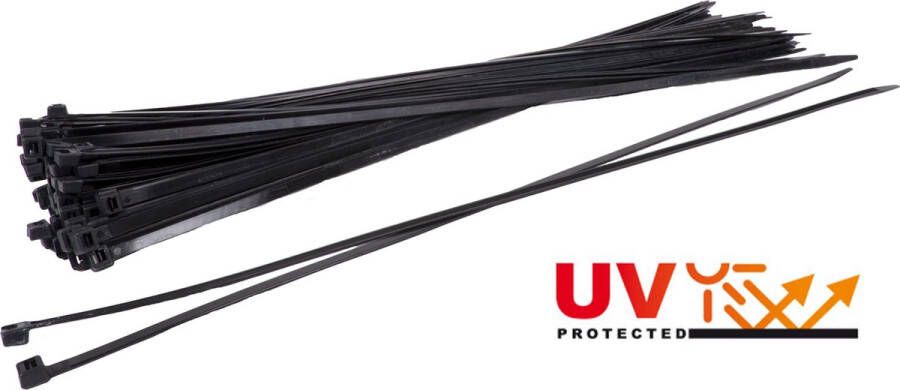 Kortpack Kabelbinders tyraps extra UV-bestendig zwart. 368mm x 4.8mm. 10x100 stuks. + pen (099.0825)