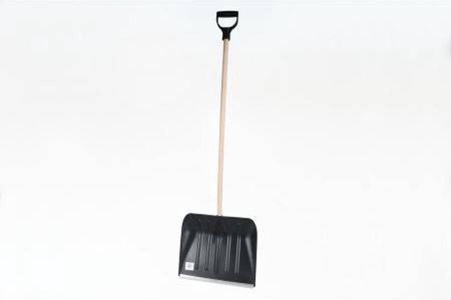 Kortpack Sneeuwschuiver met houten steel zwarte kunststof schep met beschermstrip (099.9998)