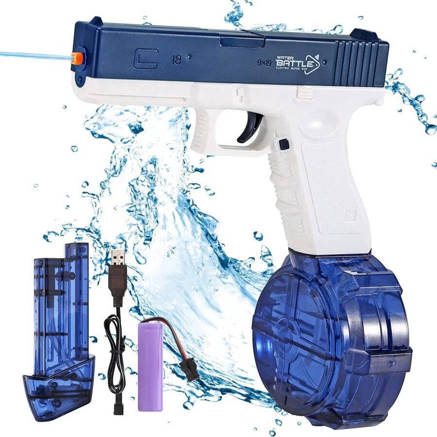 KosmoKids Elektrisch Waterpistool voor Jongens Super Soaker Glock Waterblaster Blauw Kunststof Merk Kwaliteit Cadeautip