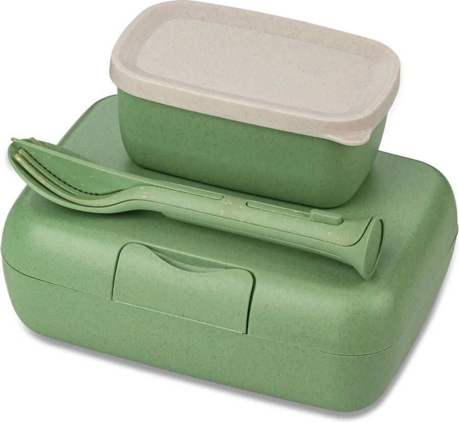 Koziol Bio-Circulair Candy Ready Lunchbox en Bestekset Gerecycled Zonnebloemolie Groen