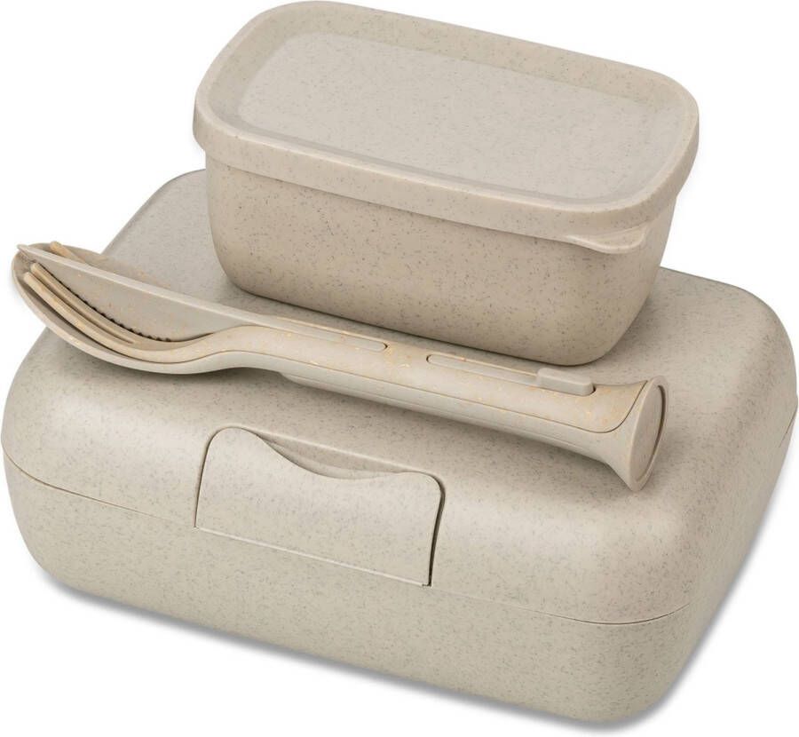 Koziol Bio-Circulair Candy Ready Lunchbox en Bestekset Gerecycled Zonnebloemolie Bruin