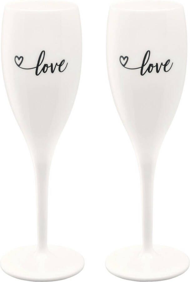 Koziol Superglas Cheers No. 1 Champagne Glas Love Edition Set van 2 Stuks Kunststof Wit