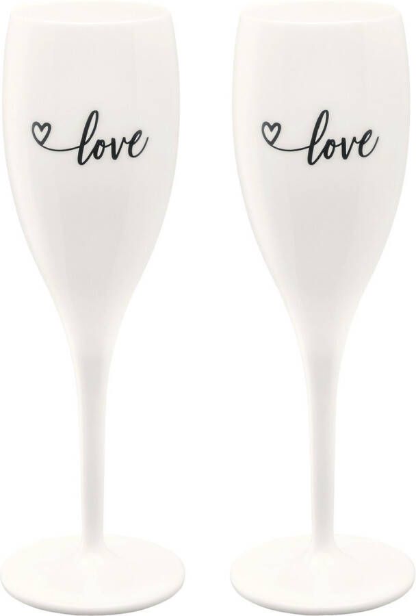 Koziol Superglas Cheers No. 1 Champagneglas Love Edition Set van 2 Stuks Kunststof Wit